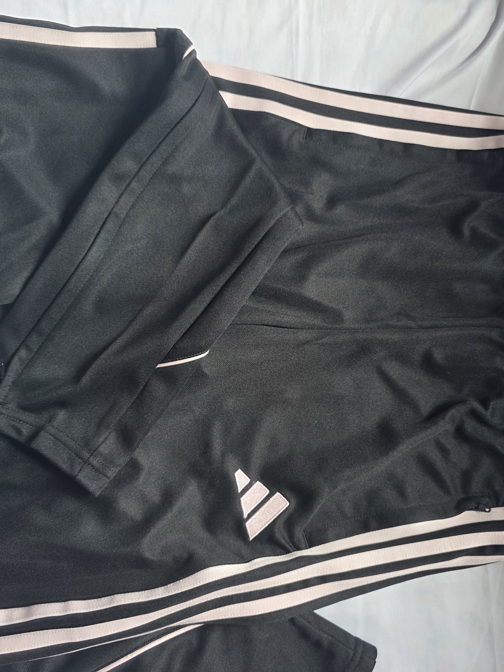 adidas Black Joggers with Light Pink Trim for Kids